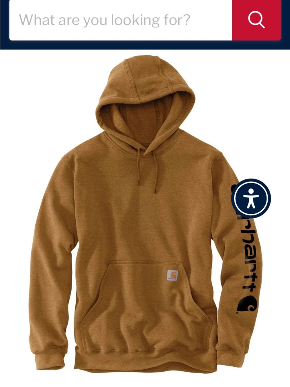 Carhartt Brown Hooded Sweatshirt with Sleeve Logo